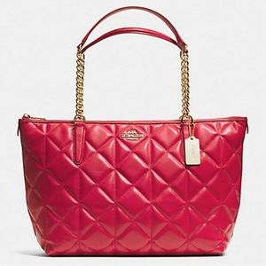 COACH AVA CHAIN TOTE IN QUILTED LEATHER F36661 WITH MATCHING WALLET